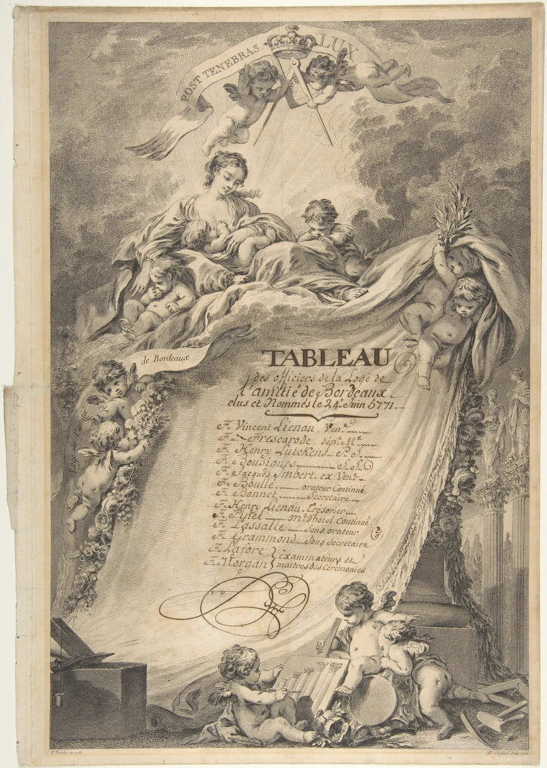 Diploma para los francmasones de Burdeos